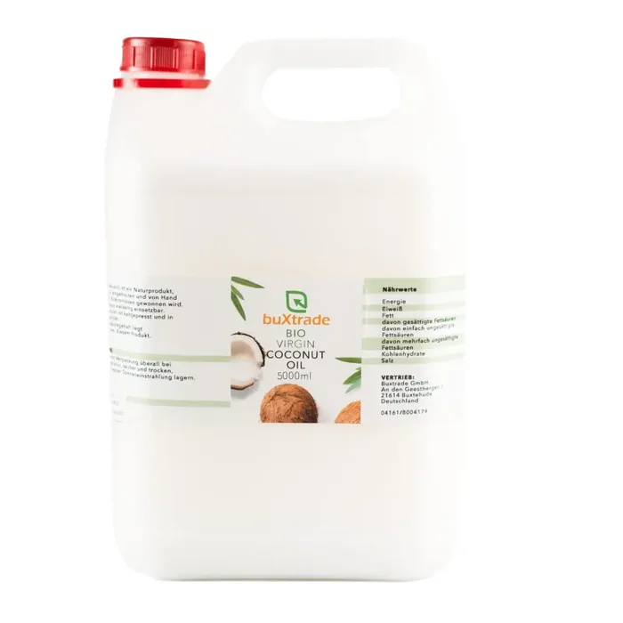 1 tanica (5000 ml) di olio di cocco biologico vergine – Olio di cocco | Olio | Cucina | Noce di cocco | Olio di cocco Fornitura
