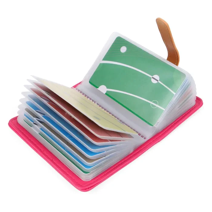 10 Colori Porta Carte di Credito Pelle per Donna Uomo – 26 Slot (Rose Rosso)