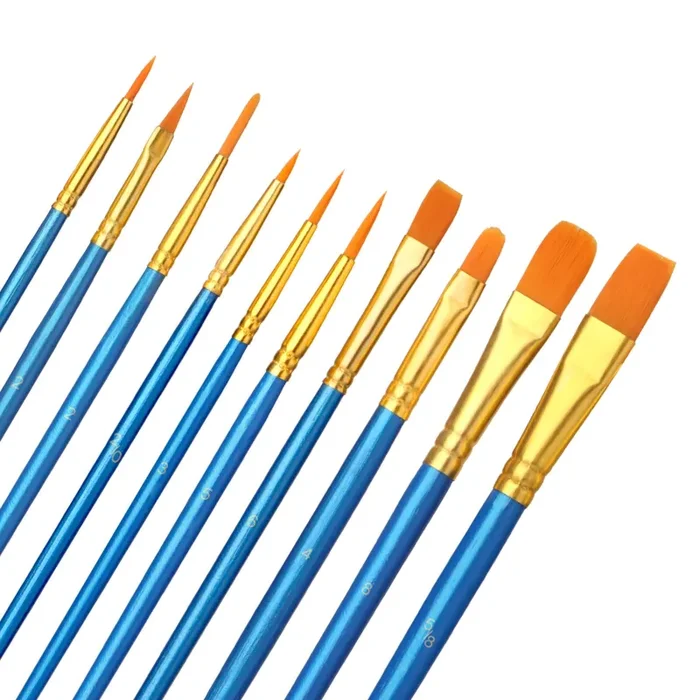 10 PCS Pennelli per Dipingere, Pennelli per Pittura, Nylon Pennelli Pittura Acrilica, Pennelli per Dipingere Bambini, Pennello Acrilico Pennelli Pittura Olio per Acquerello Guazzo Pittura Olio