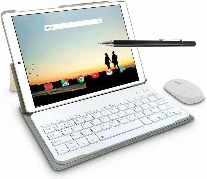 10 Pollici Tablet Con wifi Offerte, 2 in 1 PC 3GB RAM +64GB ROM D’oro