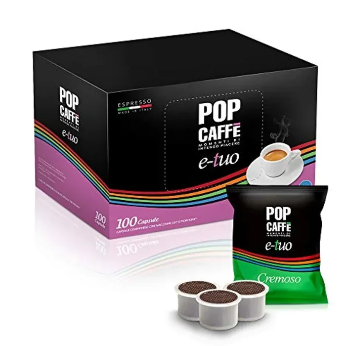 100 capsule POP E-TUO CREMOSO compatibile AROMA VERO ,COOP FIOR FIORE .LUI CAFFE