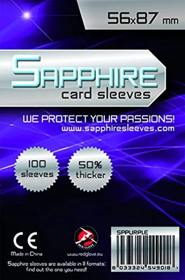 100 Sleeves Sapphire USA 56×87 Bustine Protettive x Giochi da Tavolo