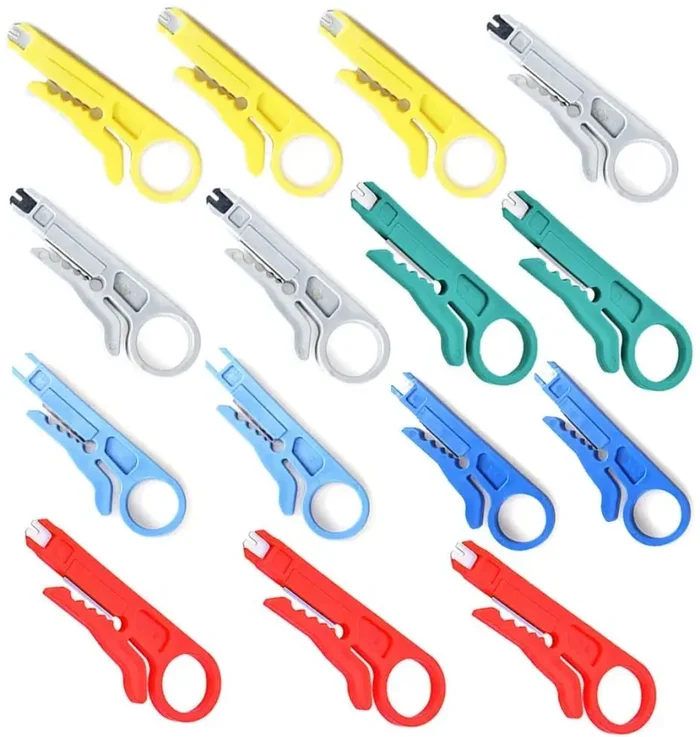 15 mini spelafili per punzonare la taglierina per spelafili, mini spelafili, coltello tagliacavi, terminale installatore per Internet regolabile di precisione coltello pinza crimpatrice