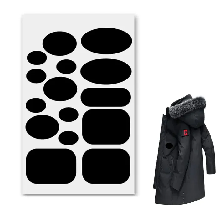 15 pezzi Toppe di riparazione per piumini, kit con patch,autoadesive,morbide, impermeabili, resistenti agli strappi in tessuto di nylon per fissare i fori nei vestiti, nei sacchi a pelo