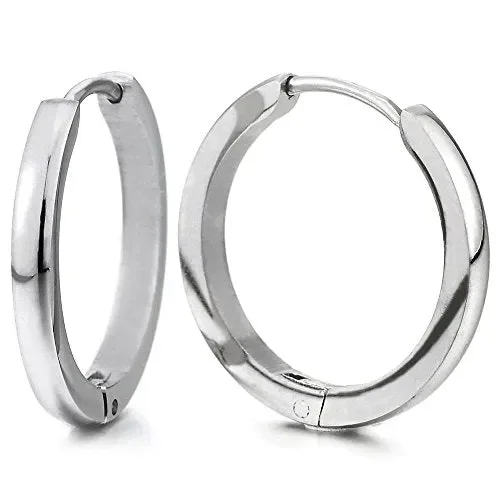2 Acciaio Inossidabile Pianura Orecchini a Cerchio da Uomo Donna Diametro:16mm