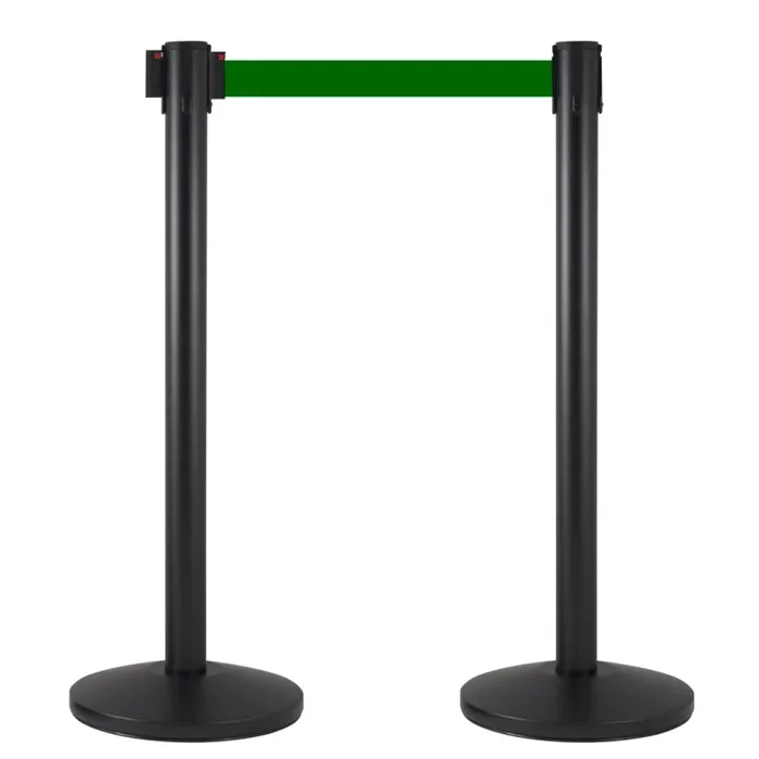 2 Colonnine Tendinastro 3 metri in Metallo Nero Opaco Ø36×101 cm Nastro Verde
