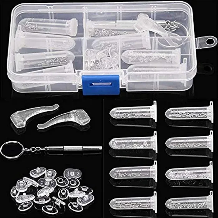 2 pz Riparazione occhiali attrezzi, Strumento di riparazione per occhiali da sole, Kit Di Attrezzi Per La Riparazione Degli Occhiali Assortimento Di Viti Dadi E Naselli Set Di Attrezzi A Mano