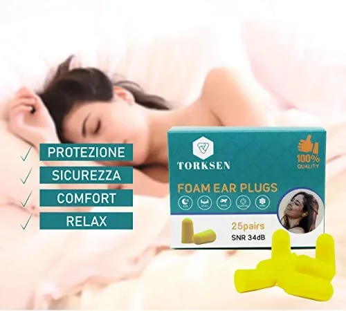 (25paia) Tappi Orecchie Per Dormire Riutilizzabili Torksen 34db per… - immagine 2