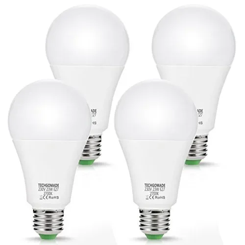 4X 23W E27 LED Lampadine, lampadine Techgomade A65, 200W Bianco Caldo 2700k