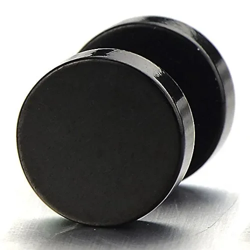 5-16MM Nero Cerchio Orecchini da Uomo Donna, Finto Dilatatore Larghezza: 7mm - immagine 2