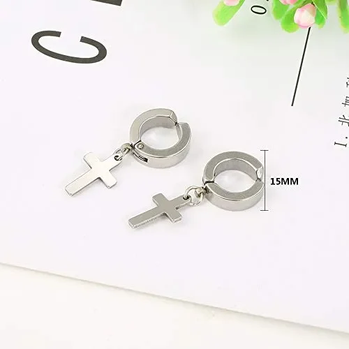 5 Paia Acciaio Inossidabile Orecchini Uomo Donna Bambina Cerchio Argento Oro… Online ora - immagine 2