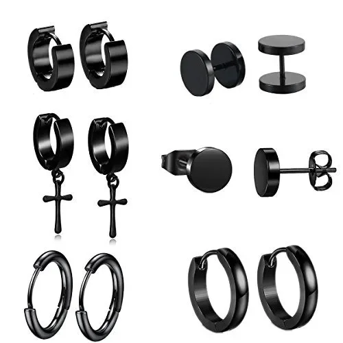 6 paia Orecchini da uomo in acciaio inossidabile Orecchini… Online