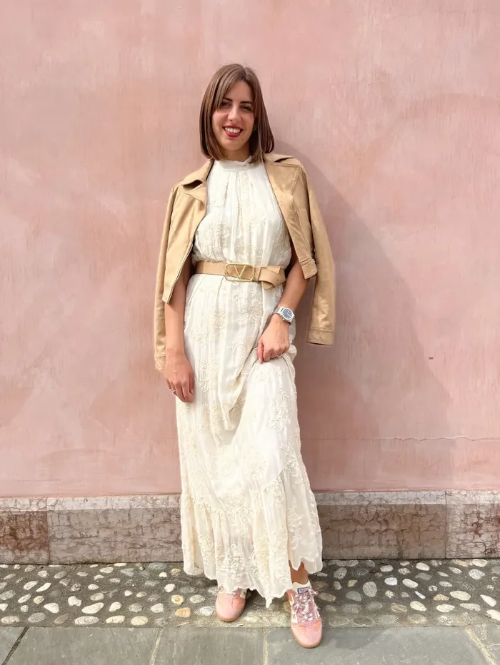 ABITO LUNGO RICAMATO SETA - immagine 2