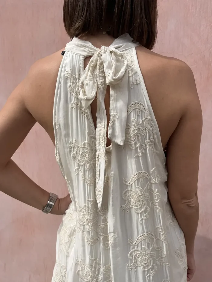 ABITO LUNGO RICAMATO SETA - immagine 3