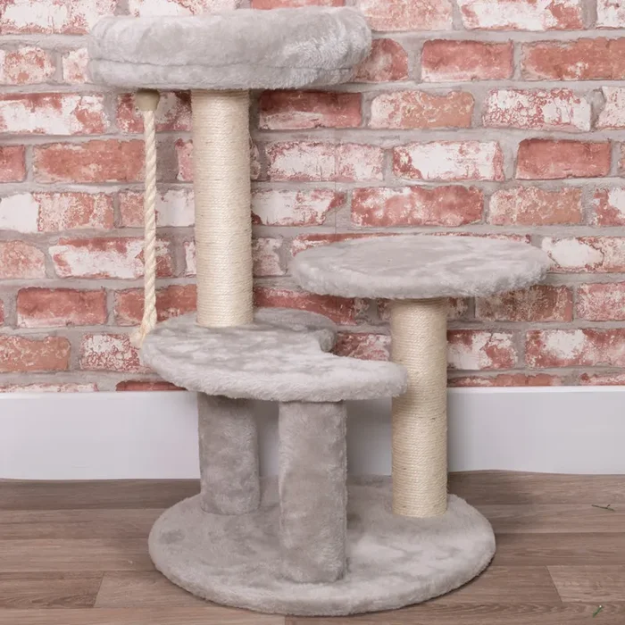 Albero Graffiatoio Tiragraffi 3 Ripiani con Corda in Sisal Rivestimento Peluche - immagine 3