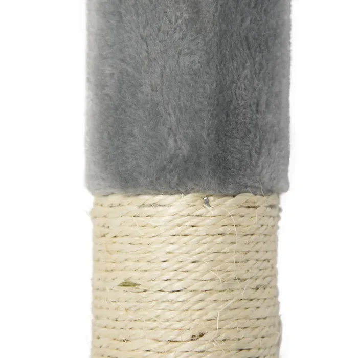 Albero Tiragraffi con Cuccia per Gatti H120 cm in Legno Sisal Naturale Rizzetti Grigio - immagine 2