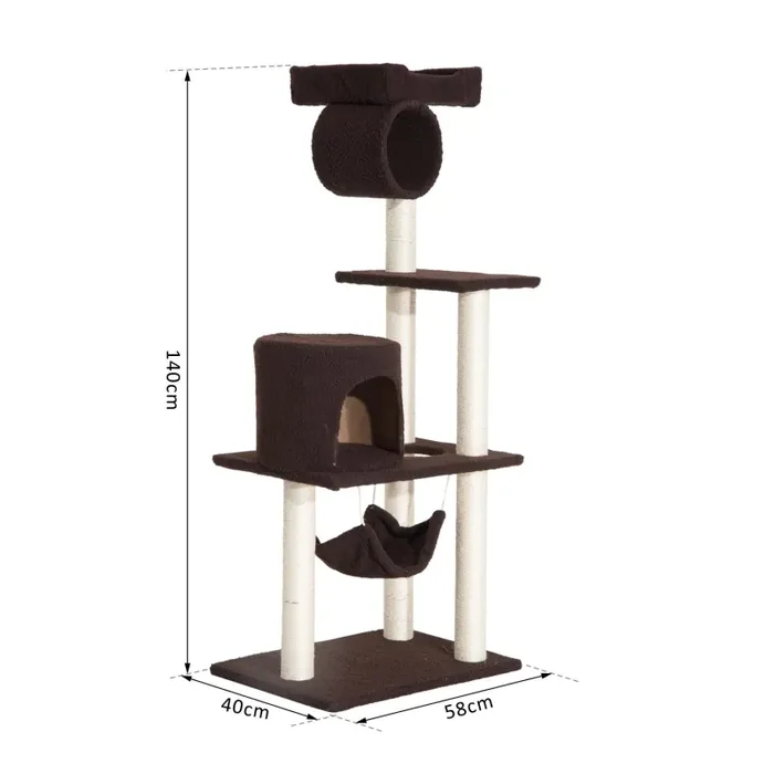 Albero Tiragraffi con Rivestimento in Pelle Marrone scuro 58x40x140 cm - immagine 3