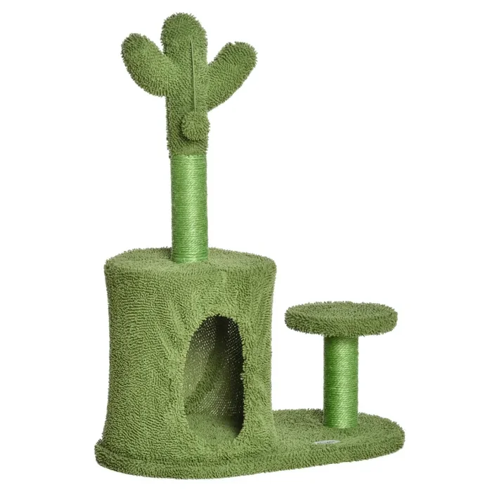 Albero Tiragraffi per Gatti 60x35x78 cm a Forma di Cactus con Palline e Cuccia Verde Vendita online