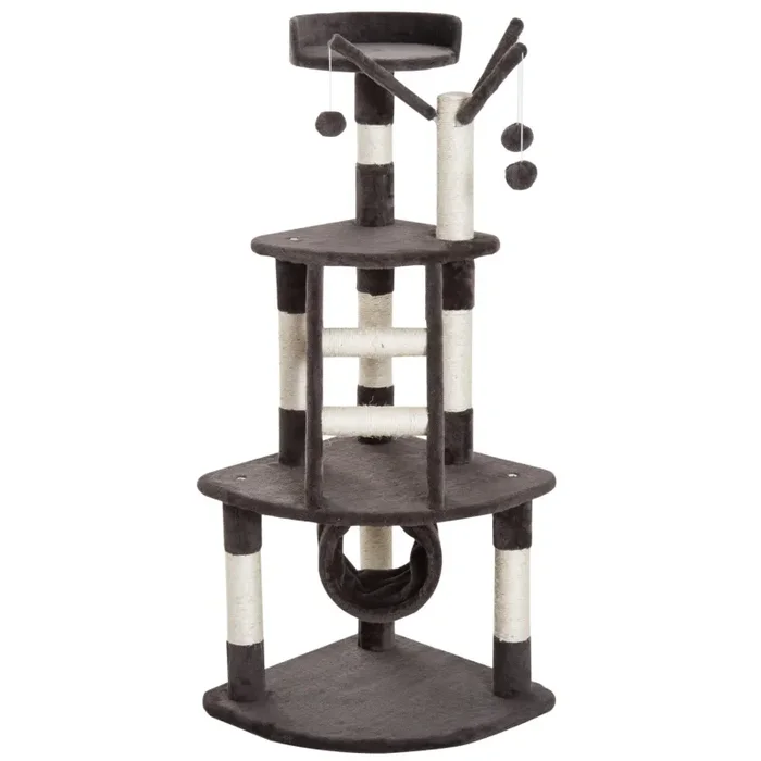 Albero Tiragraffi per Gatti a 3 Livelli con Piattaforme Scale Crema marrone 48x48x121 cm