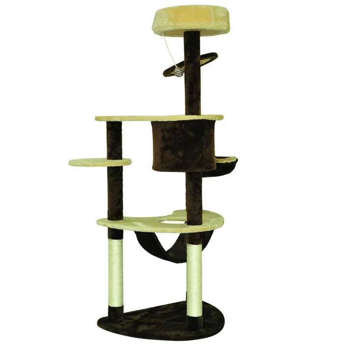 Albero tiragraffi per gatti Crema e Caffè 65x50x153 cm - immagine 3