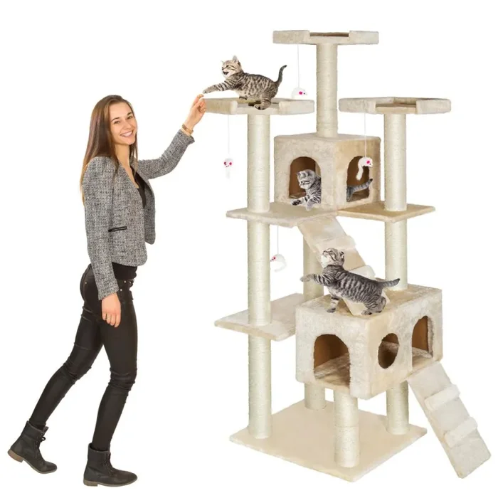 Albero Tiragraffi per Gatti H183 cm Rizzetti Napoleone Beige - immagine 2