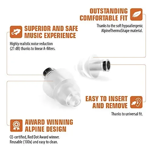 Alpine PartyPlug Pro Natural Tappo per filtro lineare feste, Trasparente - immagine 3