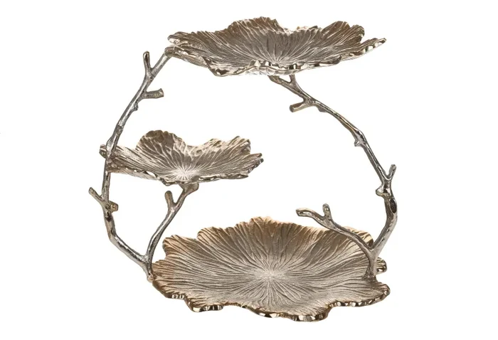 Alzata con Foglie a 3 Piani H 38 cm