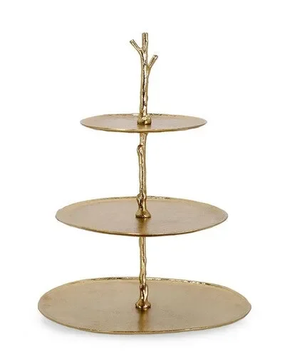 ALZATA DECORATIVA A TRE LIVELLI IN METALLO ORO (35×31,5x45h)