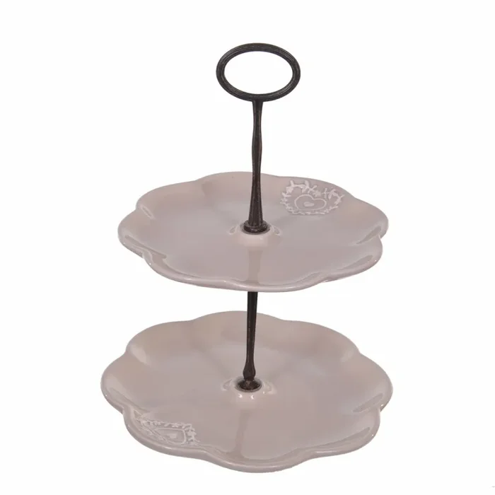 Alzatina 2 Piani in Ceramica H 26 cm