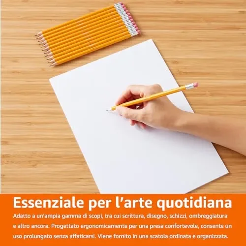 Amazon Basics – matite HB in grafite, in confezione da 12, colore nero - immagine 2