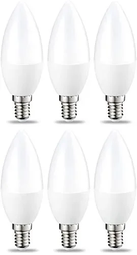 AmazonBasics Lampadina LED E14 a Candela, 5.5W Confezione da 6, Bianco Caldo