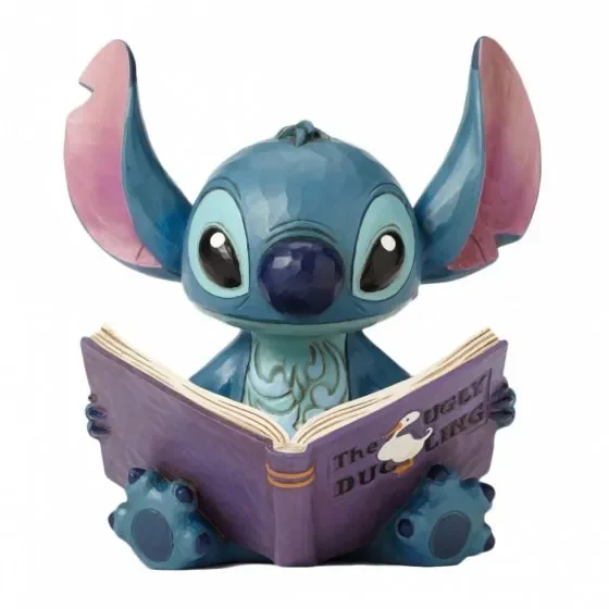 &#039,STITCH CON LIBRO DELLE STORIE&#039, SCULTURA IN POLVERE DI PIETRA (14x12x15cm) Saldi