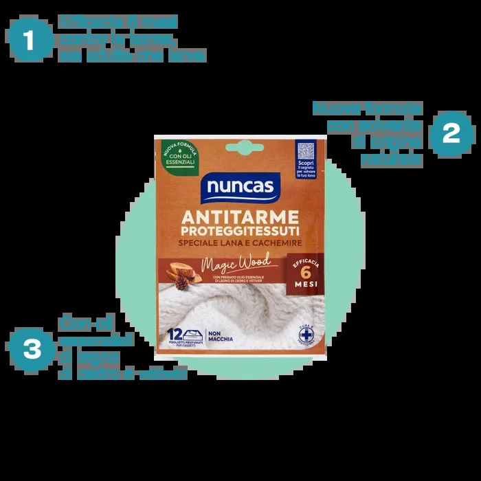 Antitarme proteggitessuti Foglietti Magic Wood – 12 pezzi Fornitura - immagine 2