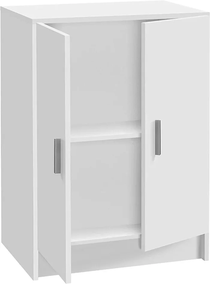Armadio Basso Multiuso 59x37x80 cm 2 Ante in Legno Bianco - immagine 2
