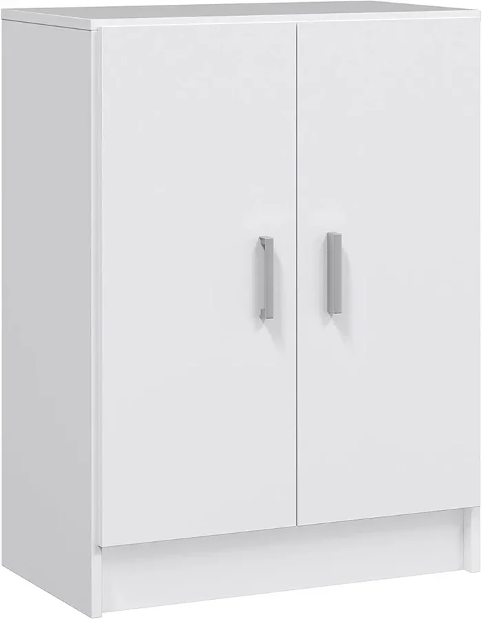 Armadio Basso Multiuso 59x37x80 cm 2 Ante in Legno Bianco - immagine 3