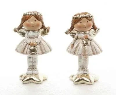 ARPIMEX Angioletto Natale Resina su Stella 10,5 Cm Bianco 1 Pz