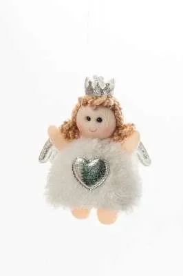 ARPIMEX Angioletto Natale Stoffa con Cuore 10,5 Cm Bianco