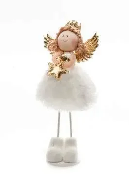 ARPIMEX Angioletto Natale Stoffa con Stella 15,5 Cm Bianco