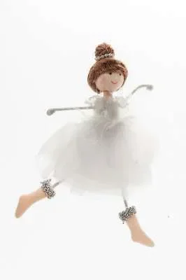 ARPIMEX Ballerina Natale Stoffa 17 Cm Bianco