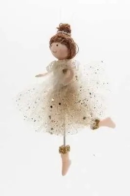 ARPIMEX Ballerina Natale Stoffa 17 Cm con Oro Bianco