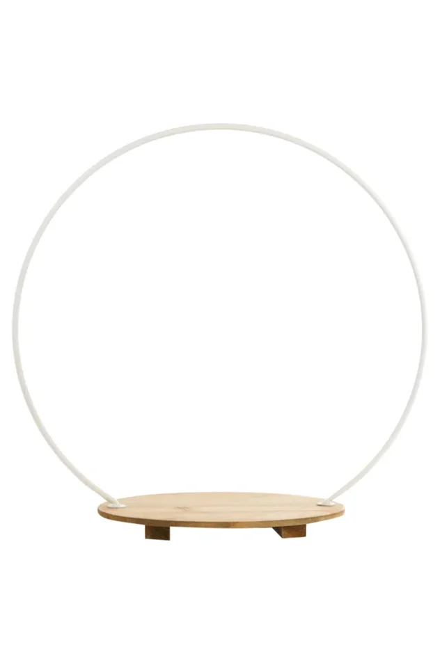 ARPIMEX Cerchio Metallo con Base legno 57 x 34 x 56 Cm Bianco Online ora
