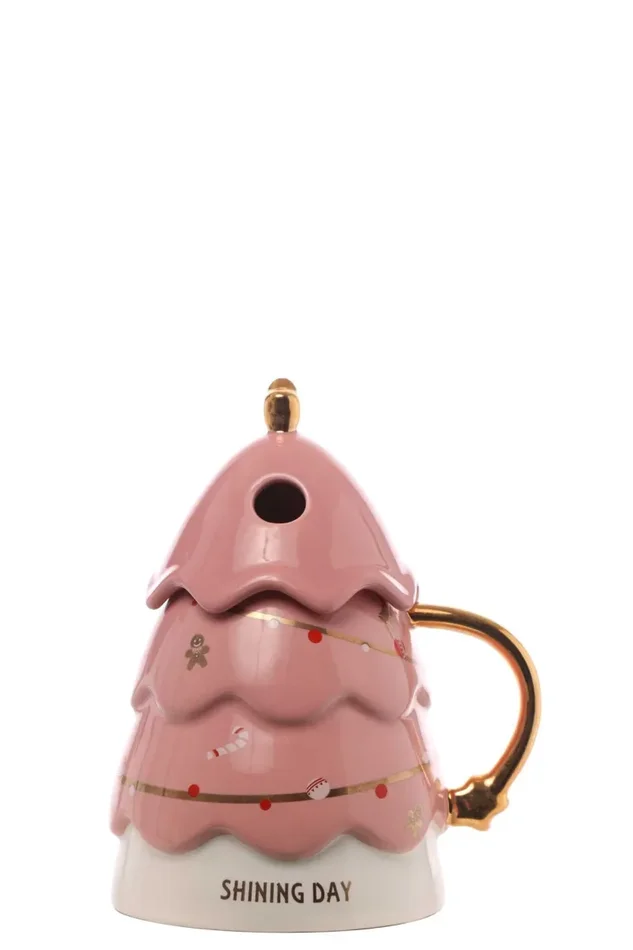 ARPIMEX Contenitore Natale Alberello 10 x 10 x 16 Cm Rosa Moda