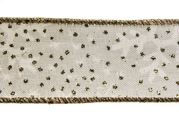 ARPIMEX Nastro Natale Dots Organza Glitterata H 4 Cm L 10 Cm Bianco