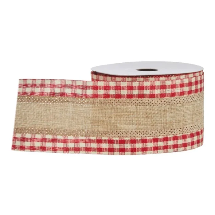 ARPIMEX Nastro Rustico Natale H 6,3 Cm L 9,14 Mt Rosso Beige