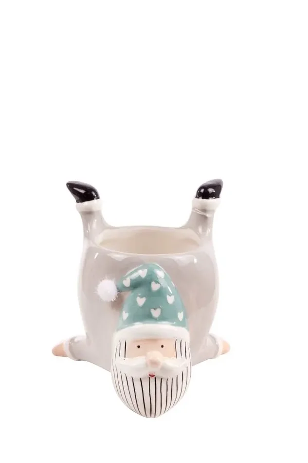 ARPIMEX Pot Babbo Natale Ceramica 10,5 x 10,5 x 10,5 Cm Bianco