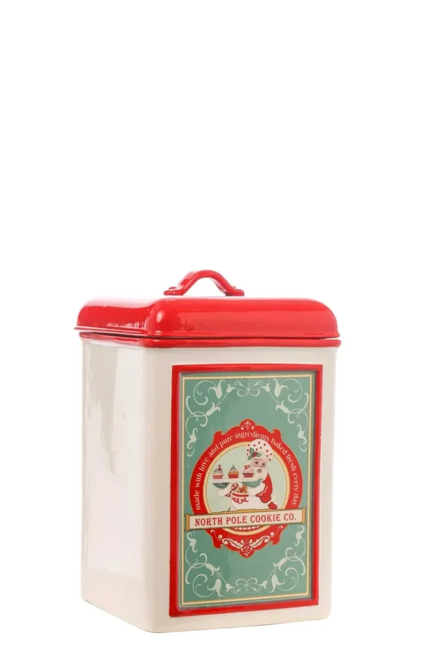 ARPIMEX Vasetto Ceramica Natale 13,5 x 13,5 x 6,3 Cm Bianco Rosso