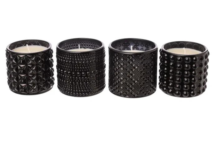 ARPIMEX Vasetto Vetro con Cera D 7 Cm H 6,8 Cm Mix 4 Pz Nero