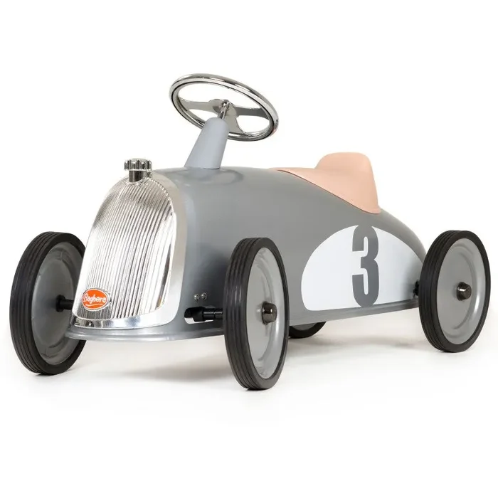 Auto Cavalcabile Vintage da Corsa per Bambini Baghera Rider Argento