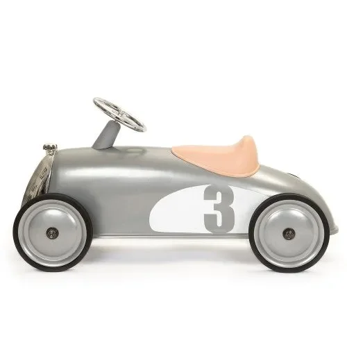Auto Cavalcabile Vintage da Corsa per Bambini Baghera Rider Argento - immagine 3