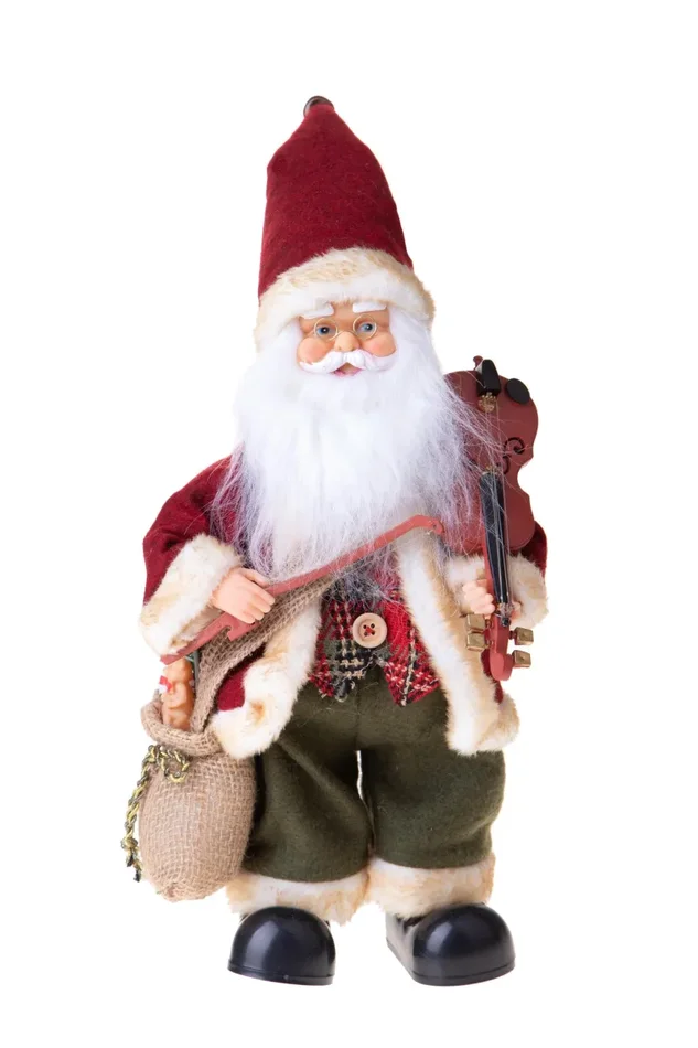 Babbo Natale con violino più Movimento e Musica H40 cm Rosso